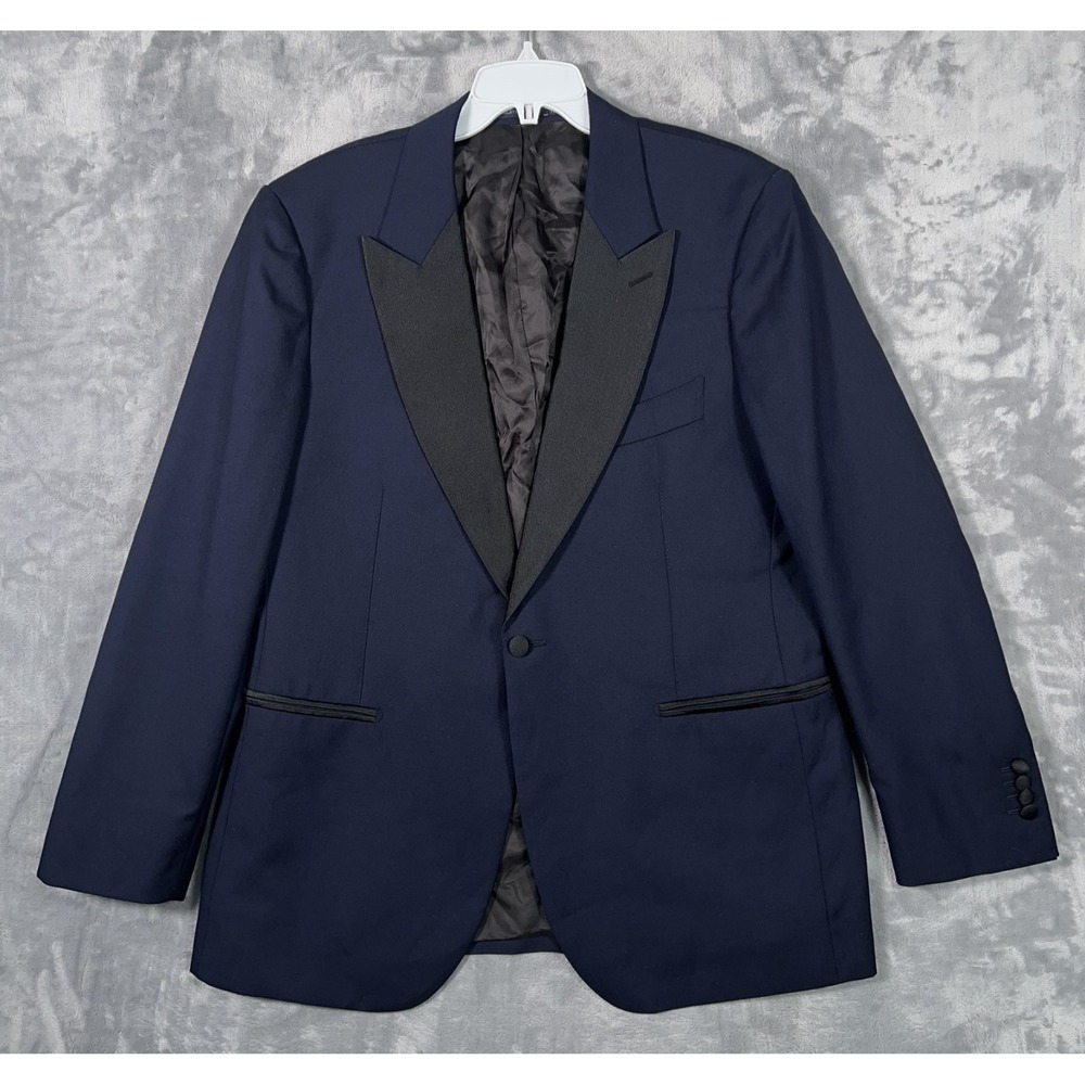 Suitsupply Lazio Tuxedo Suit Jacket Mens 44S Short Blue Peak Lapel Blazer Slim